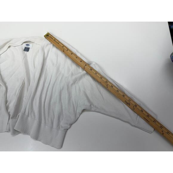 Old Navy Womens Cardigan Size Large White Open Front 3/4 Sleeve Cropped - Picture 8 of 10